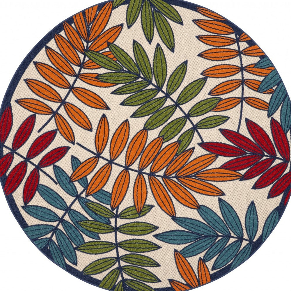 3' X 4' Ivory And Blue Floral Indoor Outdoor Area Rug