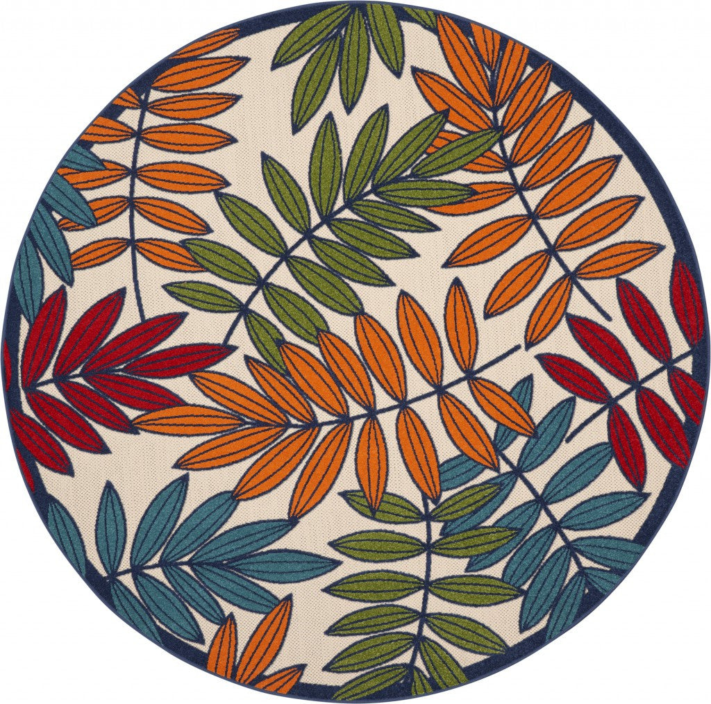 3' X 4' Ivory And Blue Floral Indoor Outdoor Area Rug