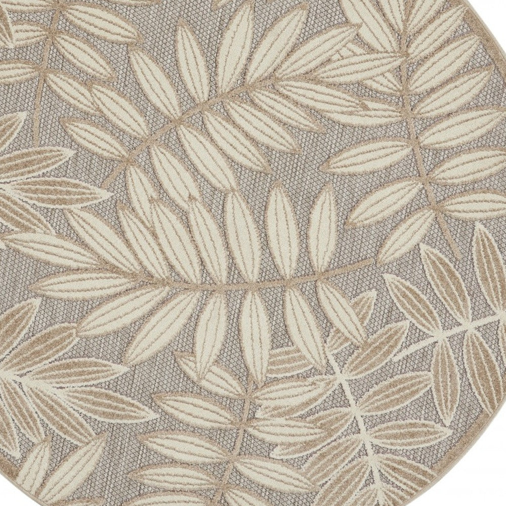 12' Runner Gray And Ivory Floral Indoor Outdoor Runner Rug