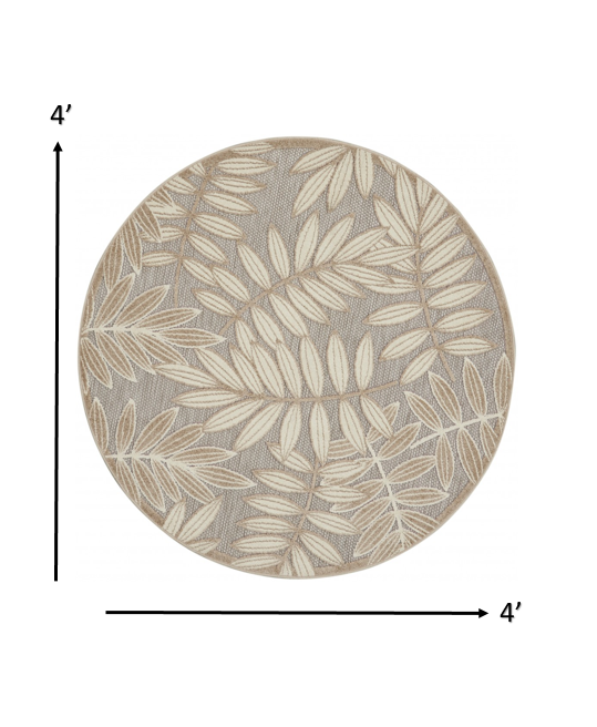 12' Runner Gray And Ivory Floral Indoor Outdoor Runner Rug