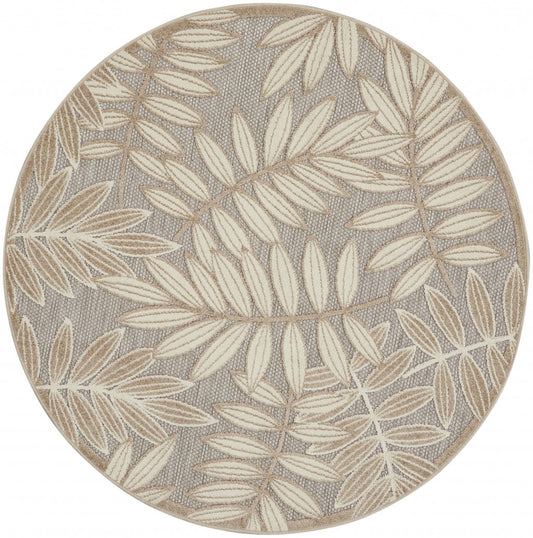 12' Runner Gray And Ivory Floral Indoor Outdoor Runner Rug