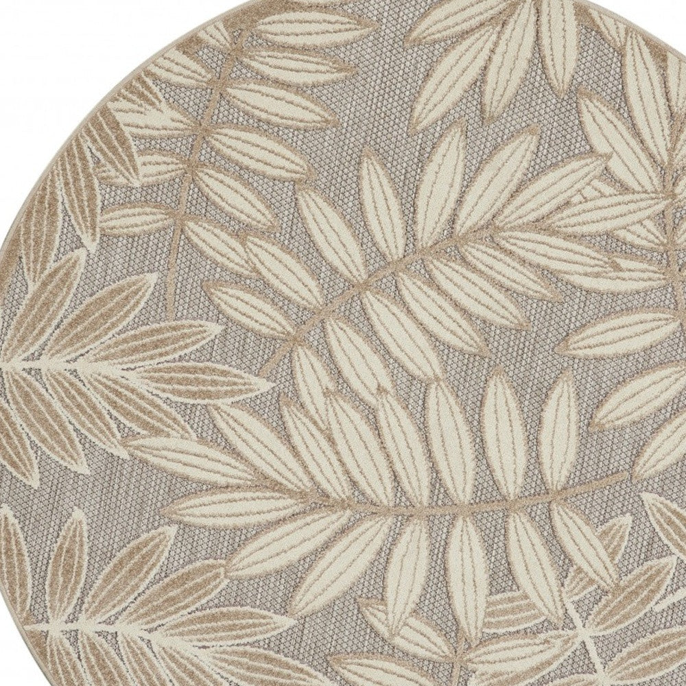 12' Runner Gray And Ivory Floral Indoor Outdoor Runner Rug