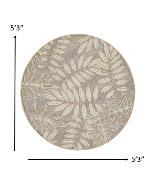 12' Runner Gray And Ivory Floral Indoor Outdoor Runner Rug