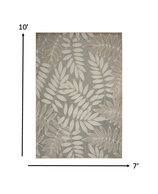 12' Runner Gray And Ivory Floral Indoor Outdoor Runner Rug