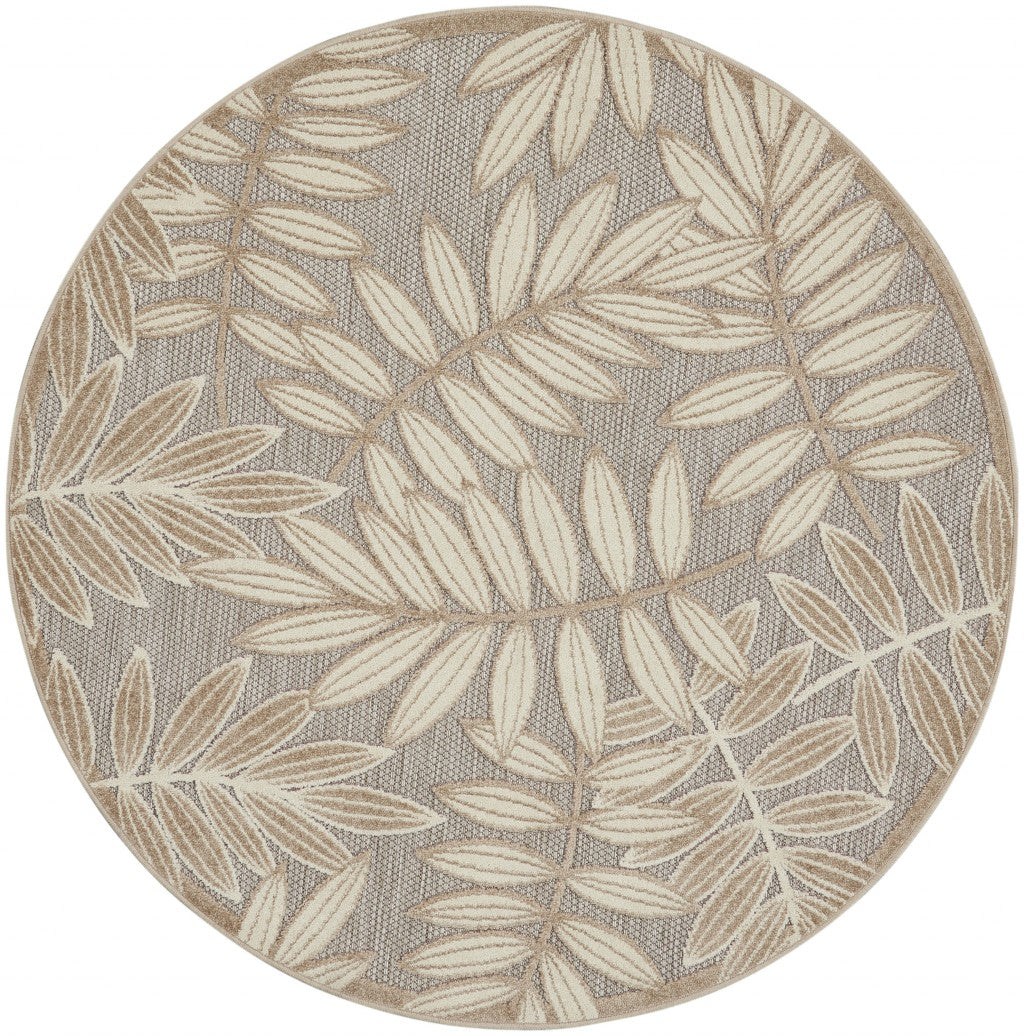 12' Runner Gray And Ivory Floral Indoor Outdoor Runner Rug