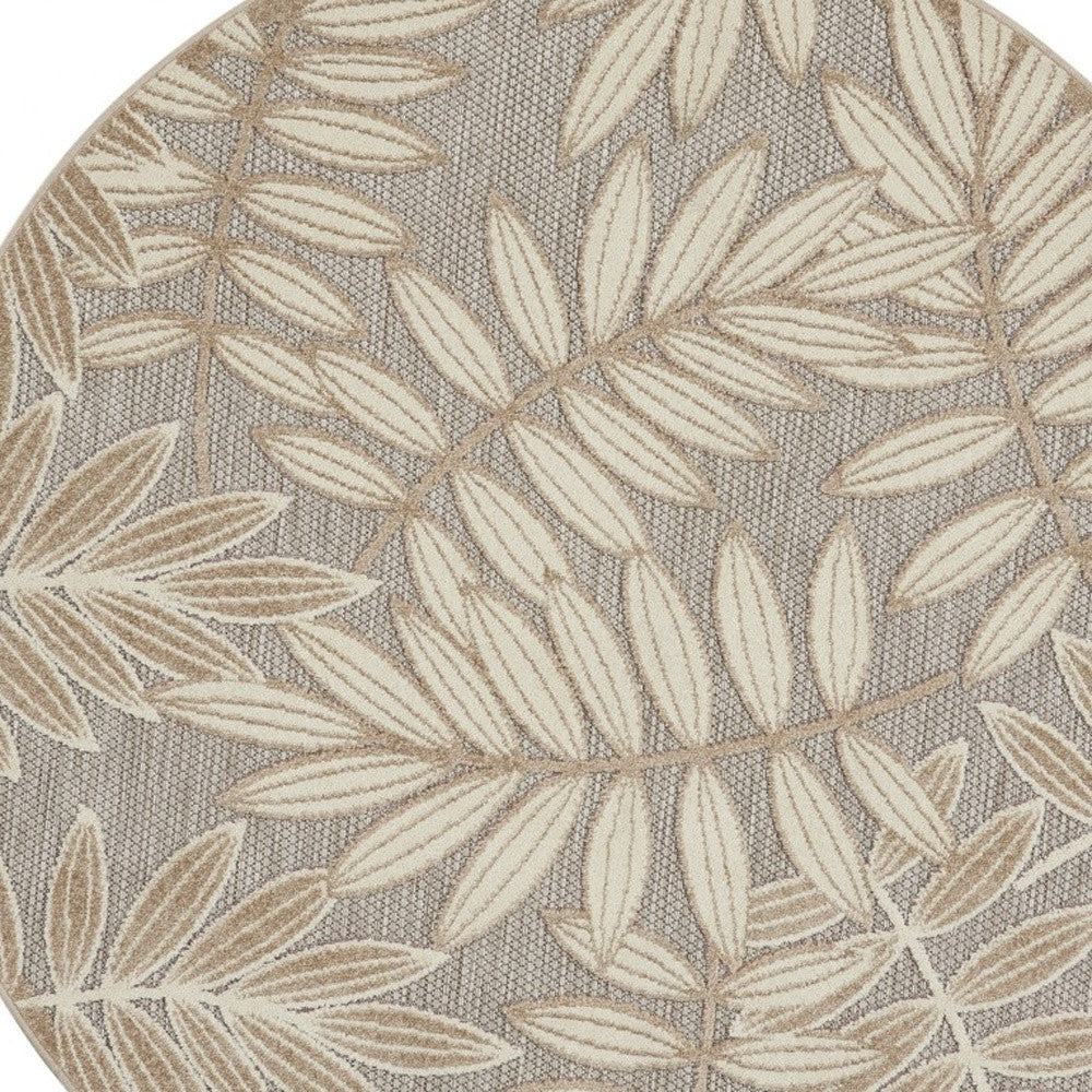 12' Runner Gray And Ivory Floral Indoor Outdoor Runner Rug