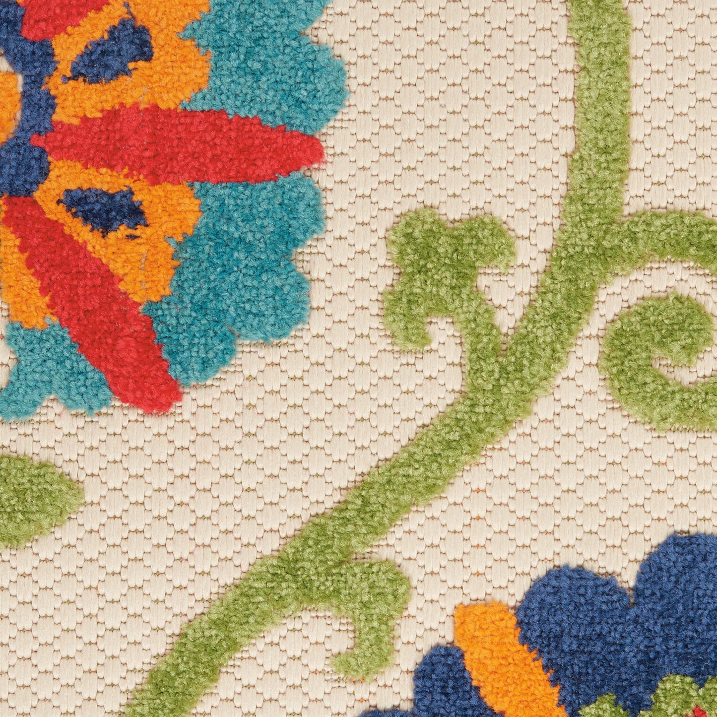 2' X 6' Ivory And Blue Floral Indoor Outdoor Area Rug
