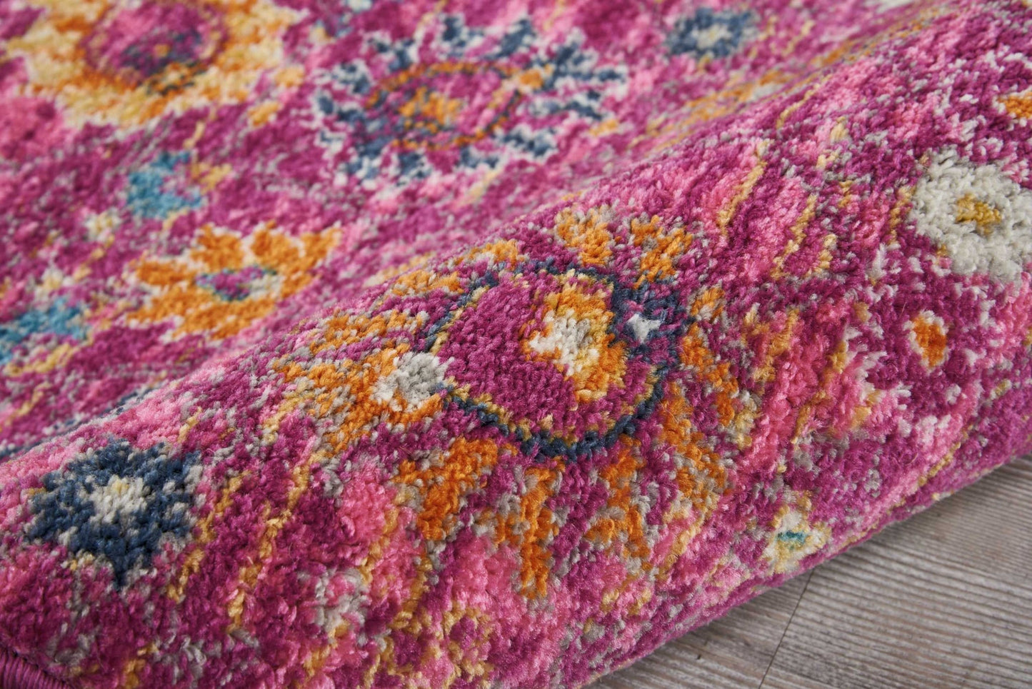 5' X 7' Fuchsia Floral Power Loom Area Rug
