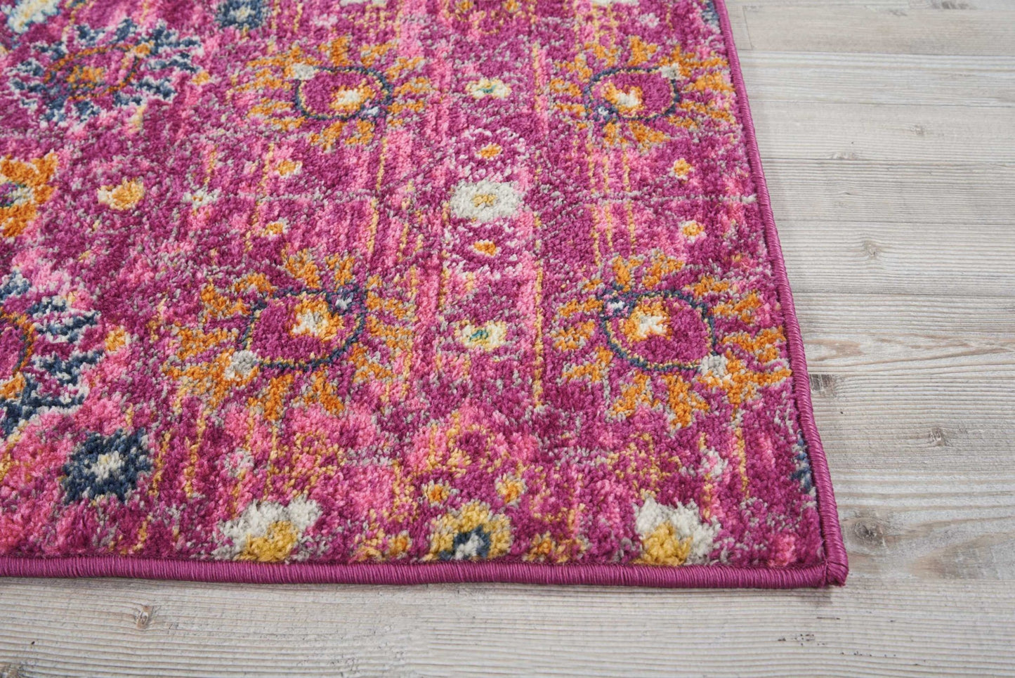5' X 7' Fuchsia Floral Power Loom Area Rug