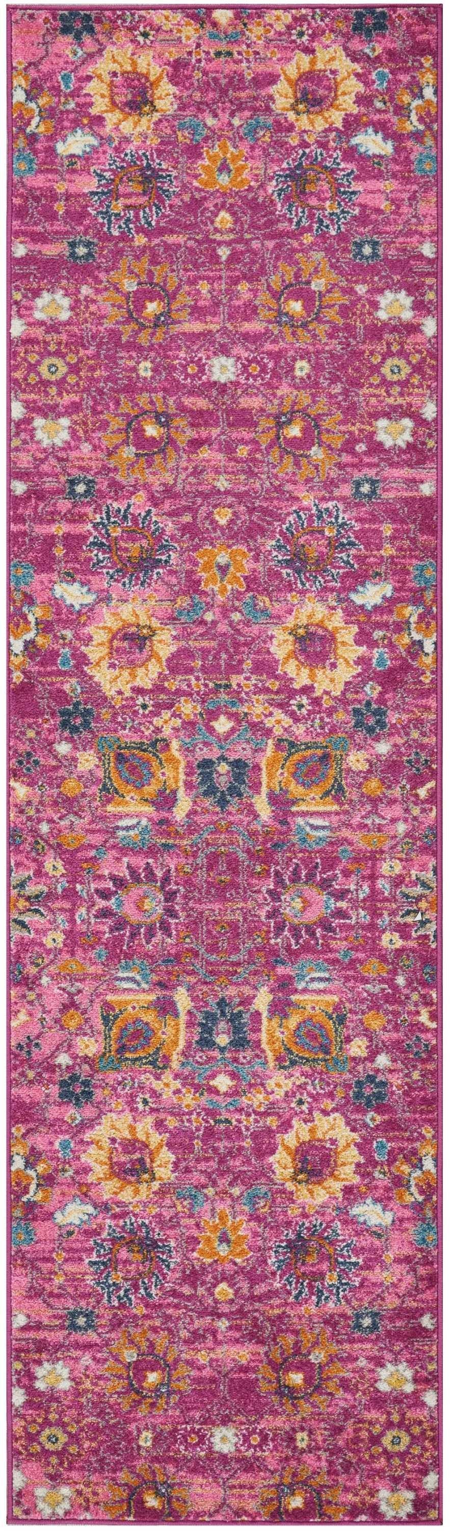5' X 7' Fuchsia Floral Power Loom Area Rug