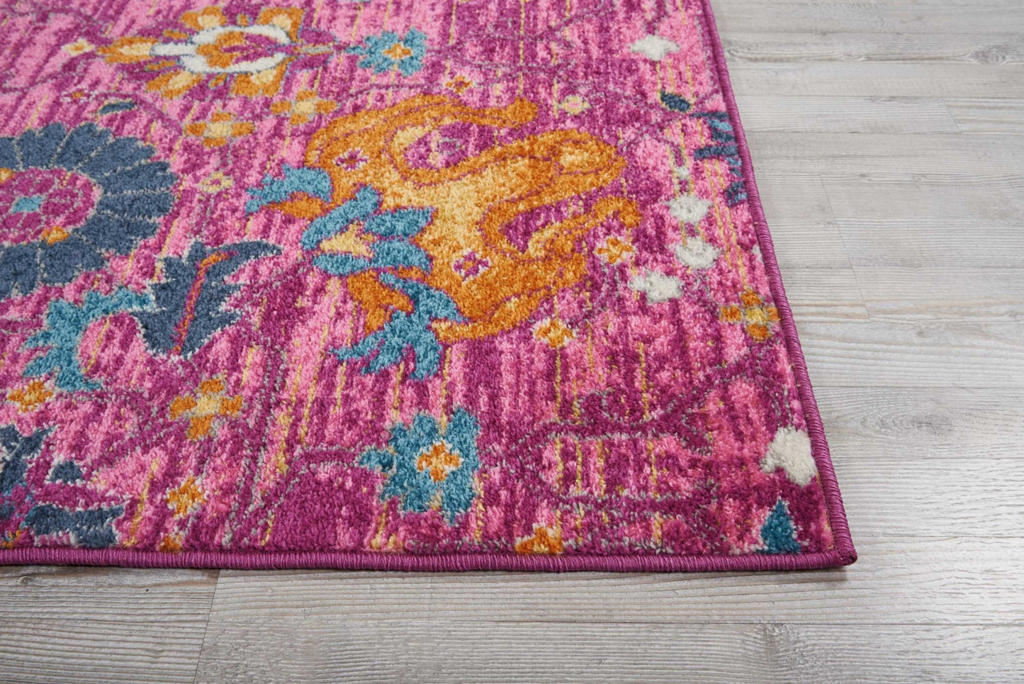 5' X 7' Fuchsia Floral Power Loom Area Rug