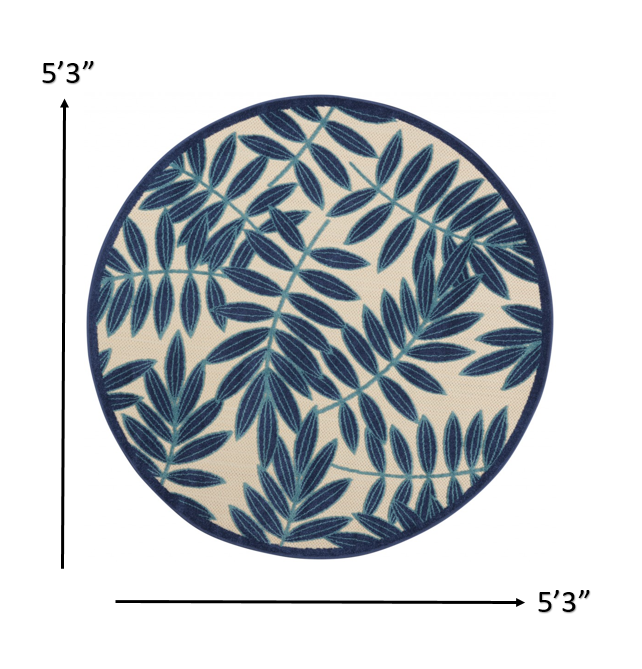 3' X 4' Blue And Ivory Floral Indoor Outdoor Area Rug