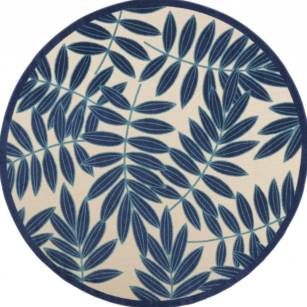 3' X 4' Blue And Ivory Floral Indoor Outdoor Area Rug