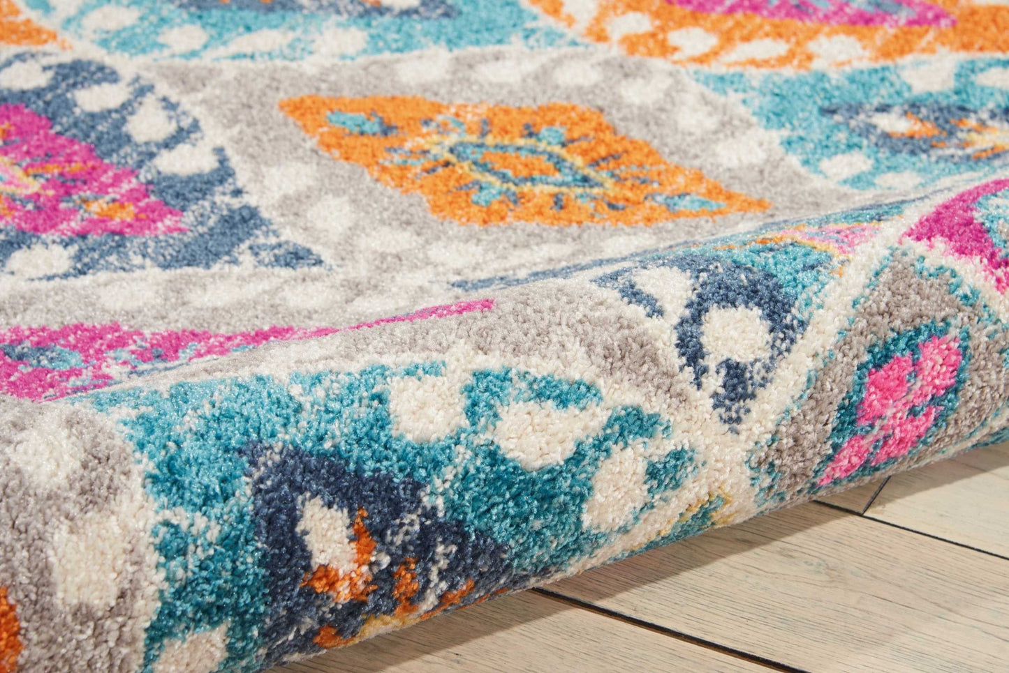 8' X 10' Blue And Pink Ogee Power Loom Area Rug