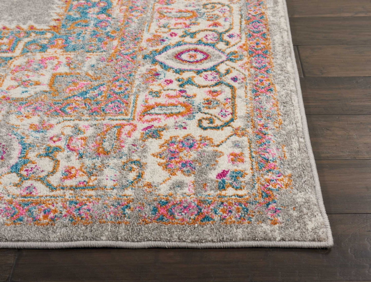 5' Gray Round Power Loom Area Rug