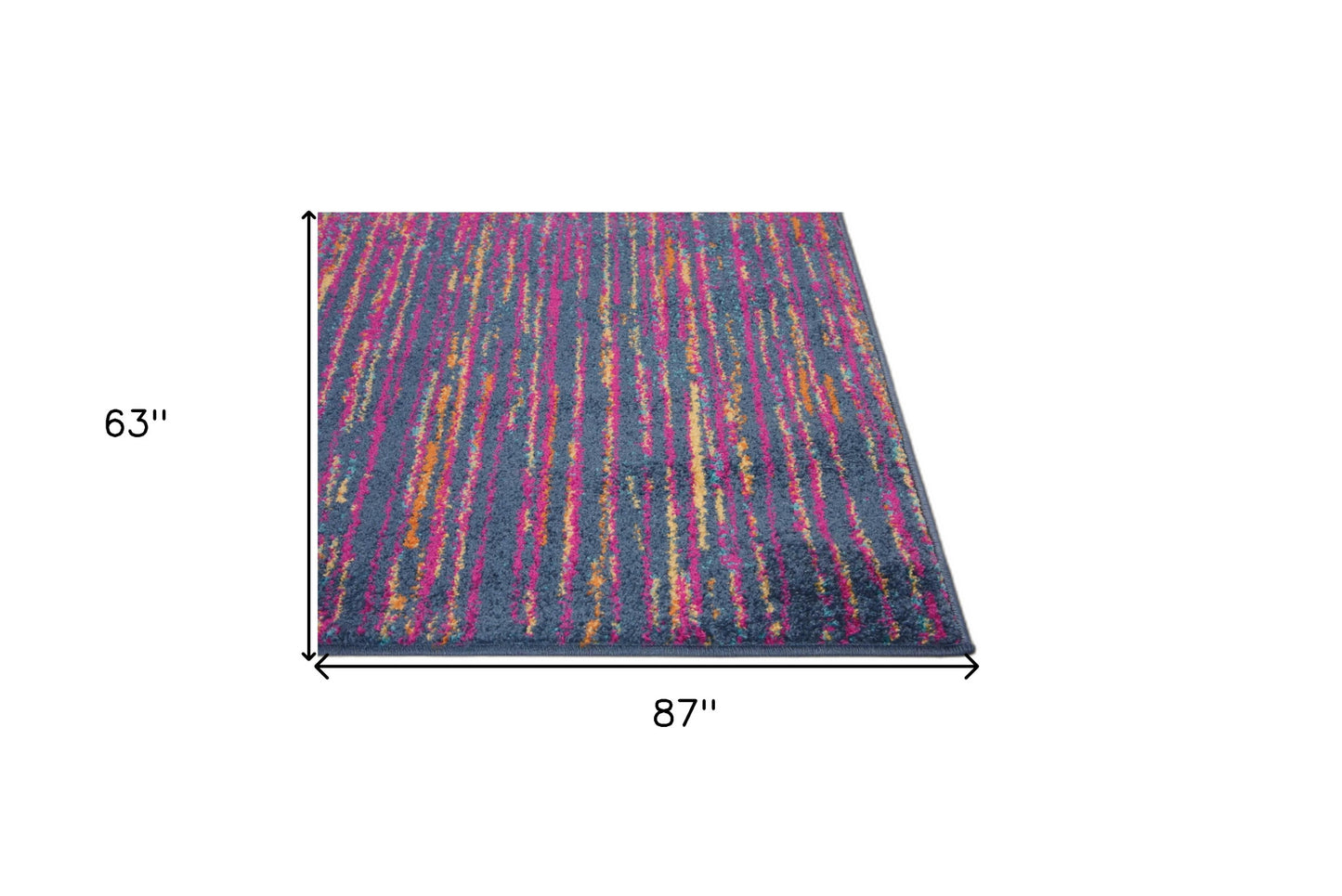 8' Blue And Pink Abstract Power Loom Runner Rug