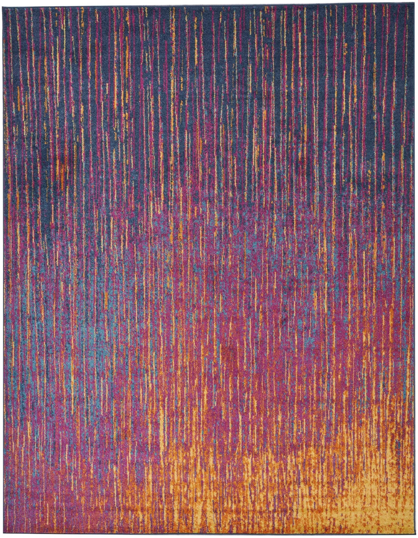 8' Blue And Pink Abstract Power Loom Runner Rug