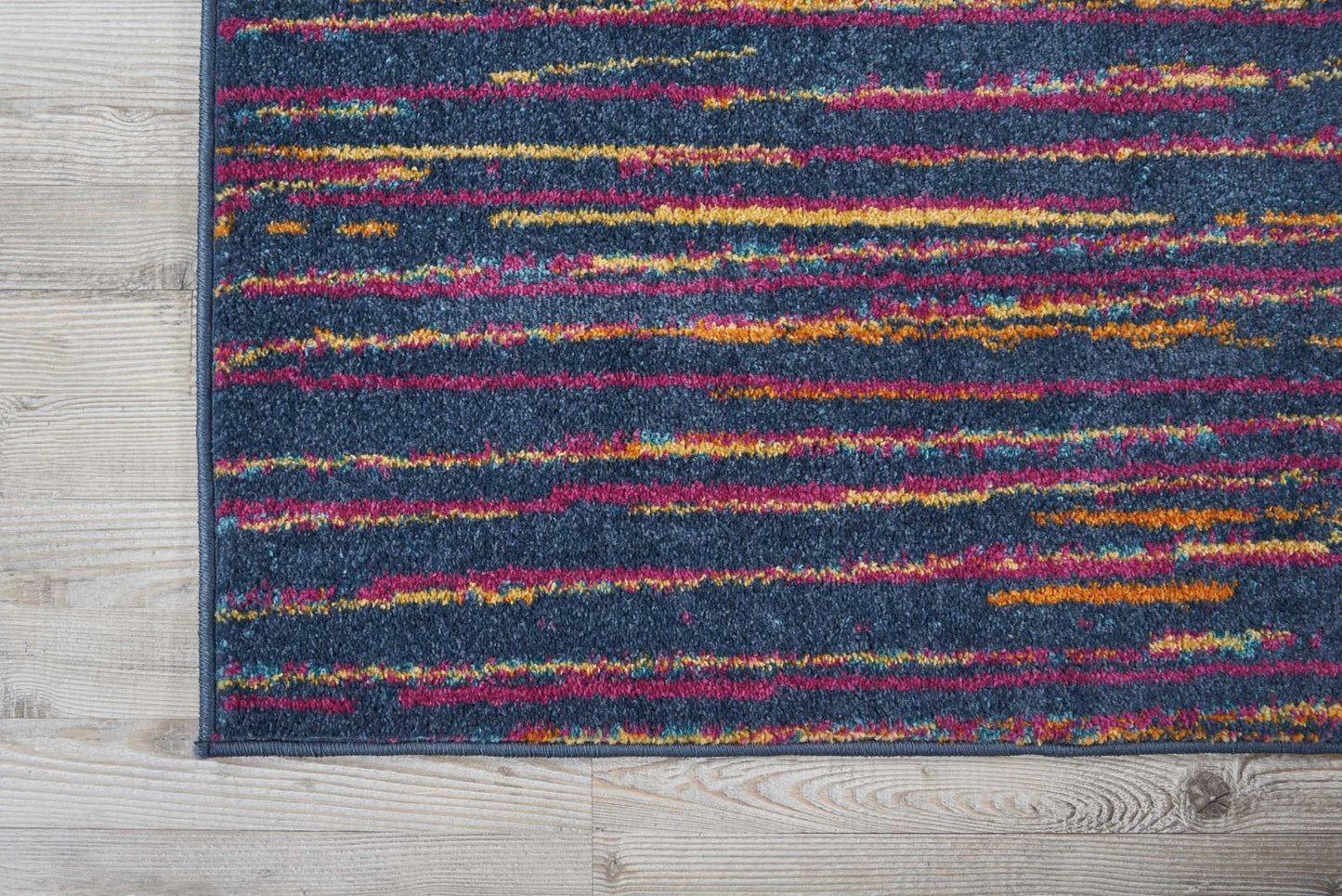 8' Blue And Pink Abstract Power Loom Runner Rug
