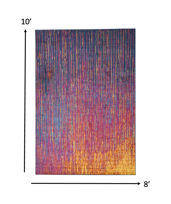 8' Blue And Pink Abstract Power Loom Runner Rug