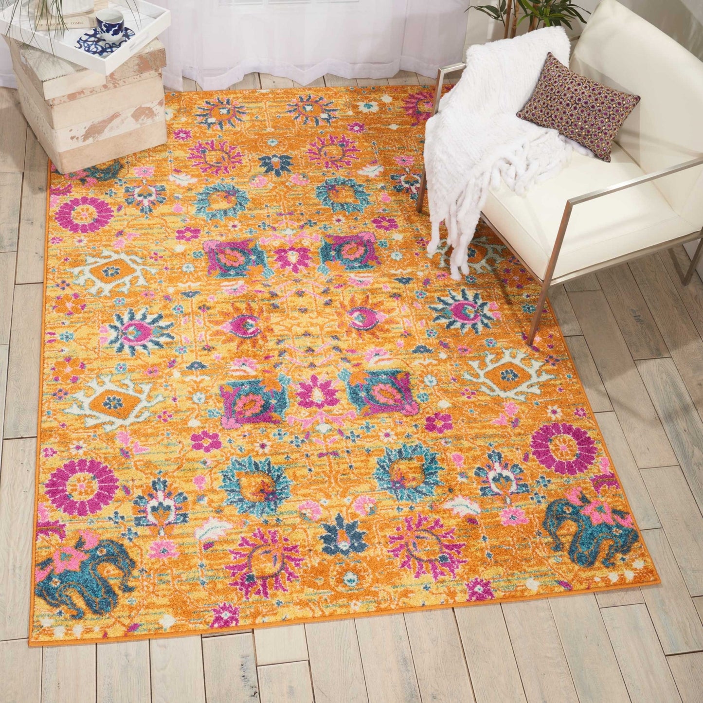 5' X 7' Sunset Floral Power Loom Area Rug