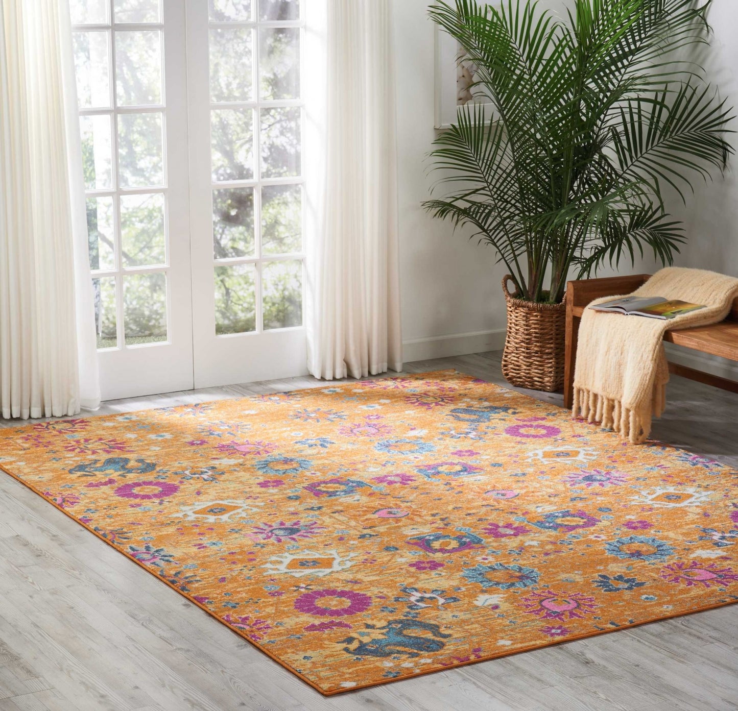 5' X 7' Sunset Floral Power Loom Area Rug