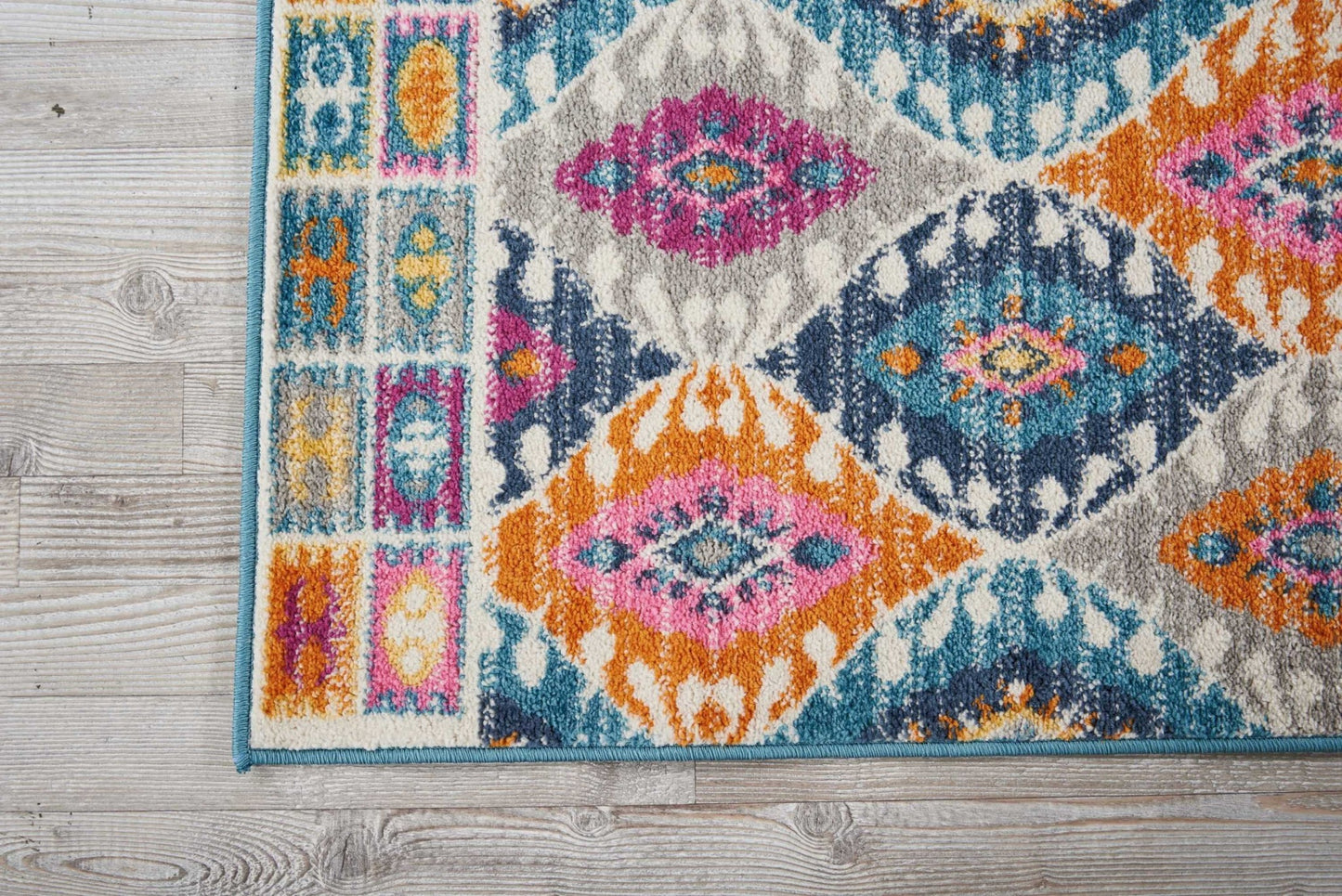 8' X 10' Blue And Pink Ogee Power Loom Area Rug