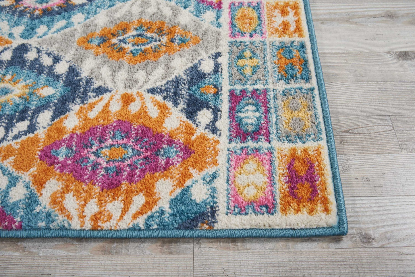 8' X 10' Blue And Pink Ogee Power Loom Area Rug