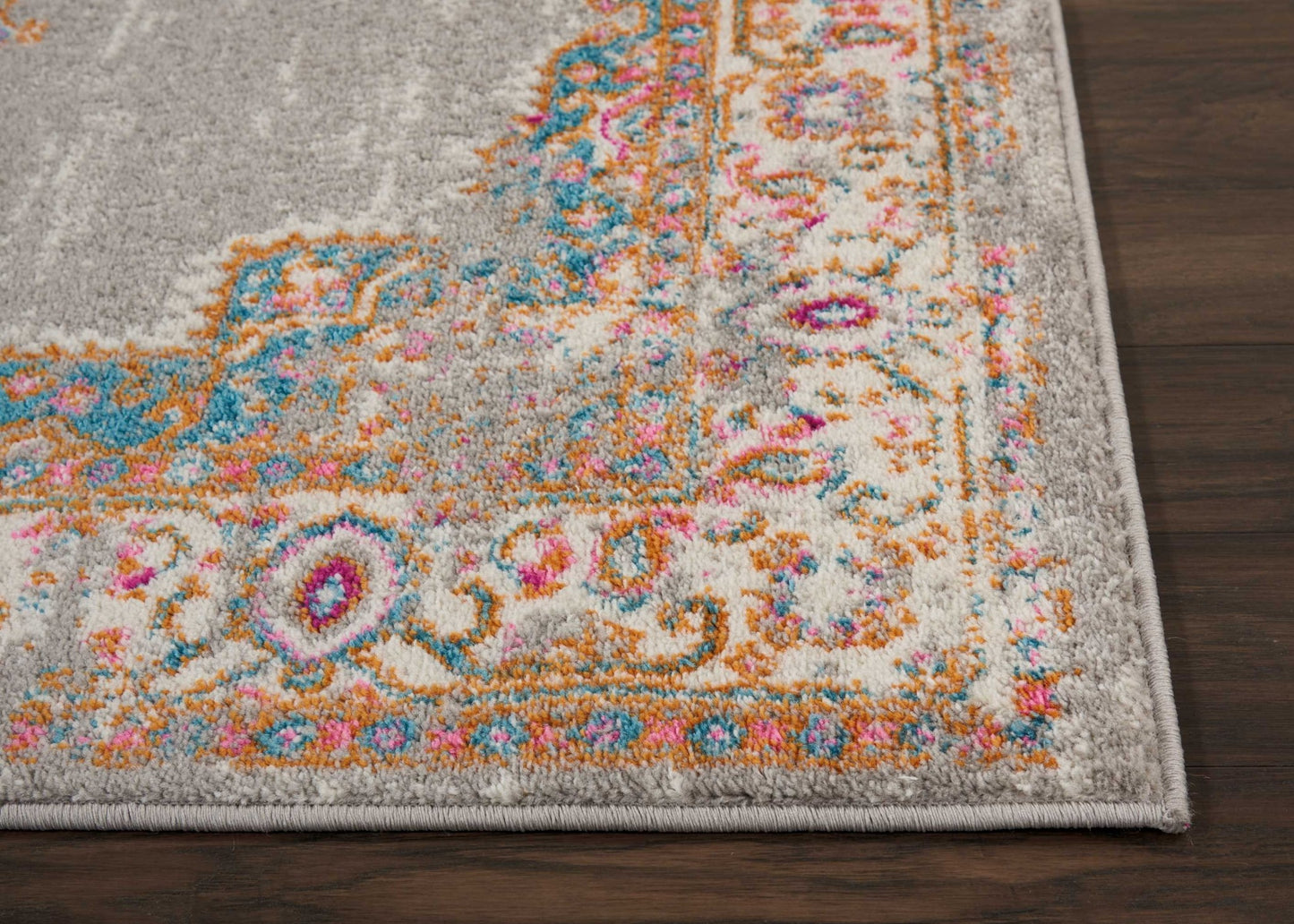 5' Gray Round Power Loom Area Rug