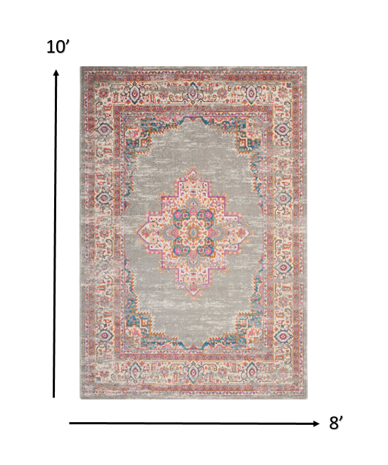 5' Gray Round Power Loom Area Rug