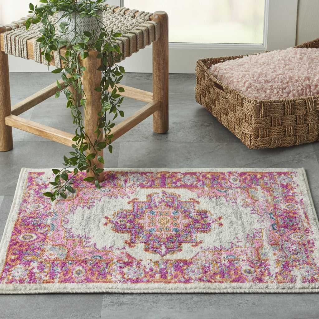8' Fuchsia Power Loom Runner Rug