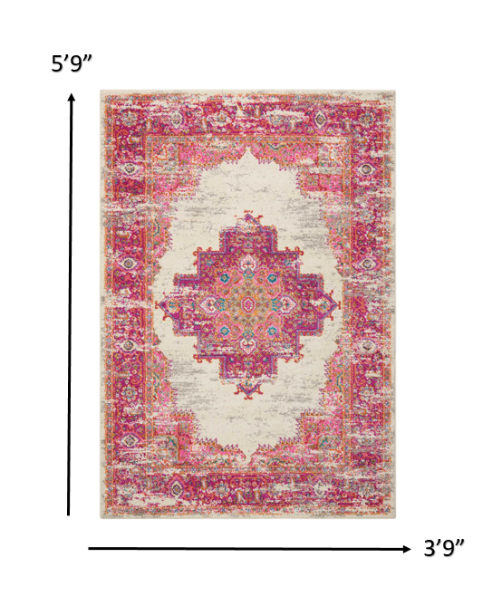 8' Fuchsia Power Loom Runner Rug