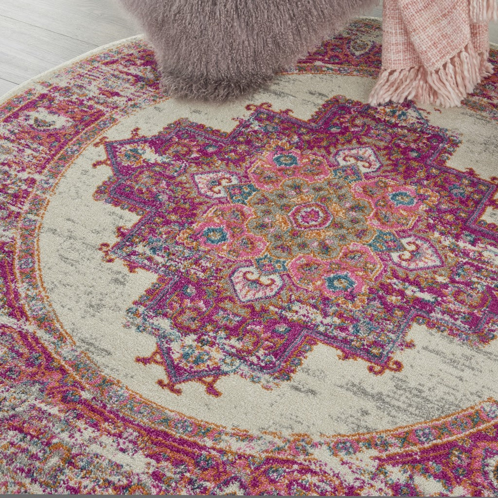 8' Fuchsia Power Loom Runner Rug