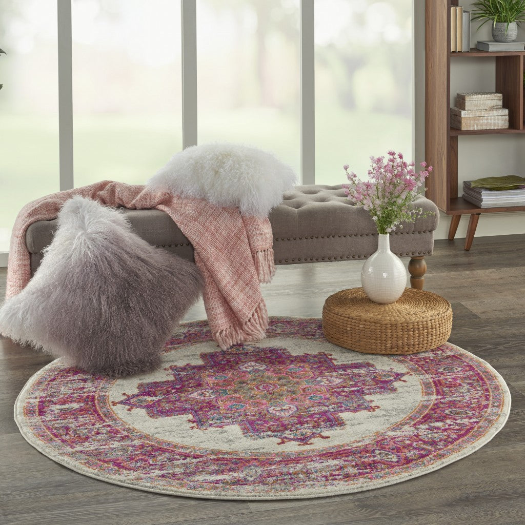 8' Fuchsia Power Loom Runner Rug