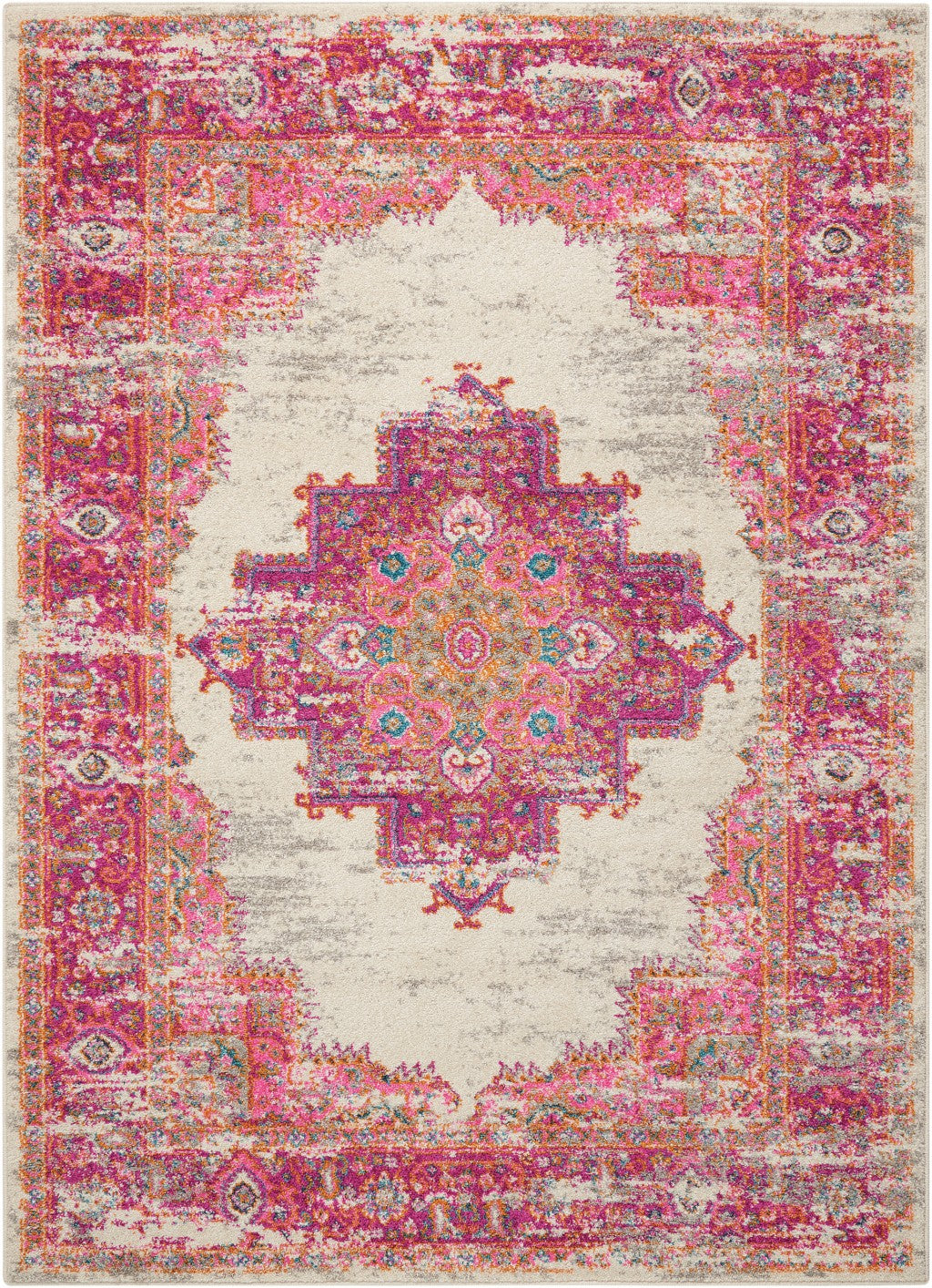 8' Fuchsia Power Loom Runner Rug