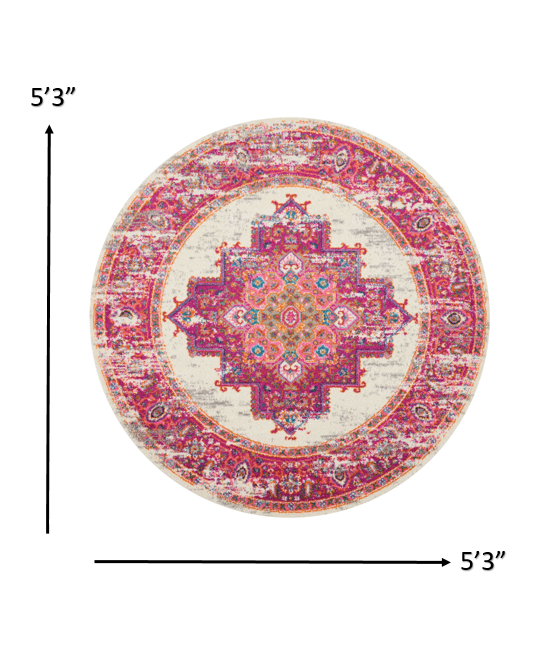 8' Fuchsia Power Loom Runner Rug