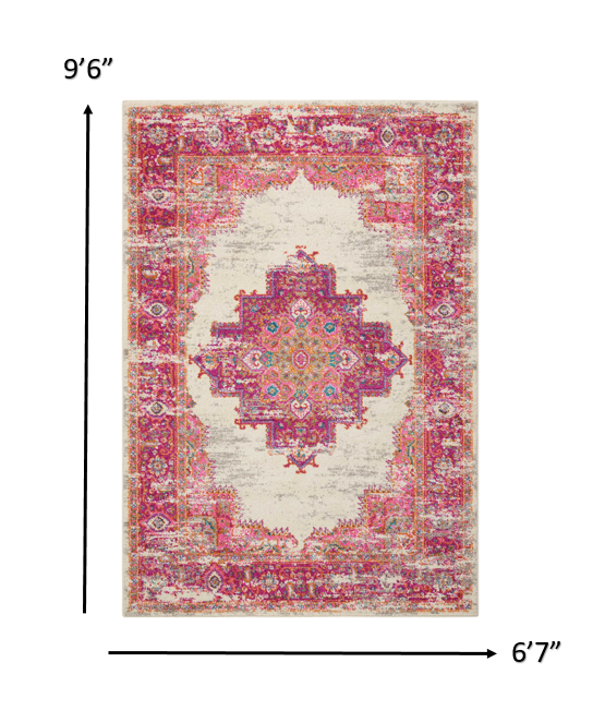 8' Fuchsia Power Loom Runner Rug