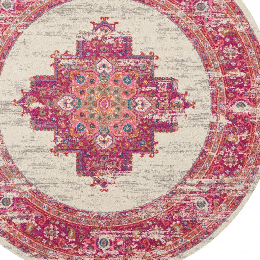 8' Fuchsia Power Loom Runner Rug
