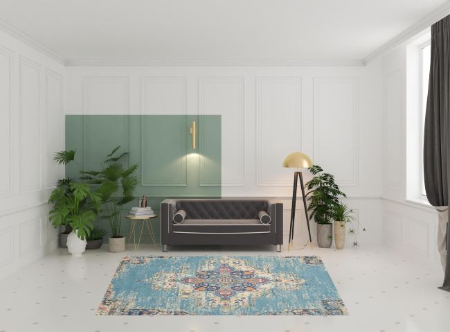 4' Light Blue Round Southwestern Power Loom Area Rug