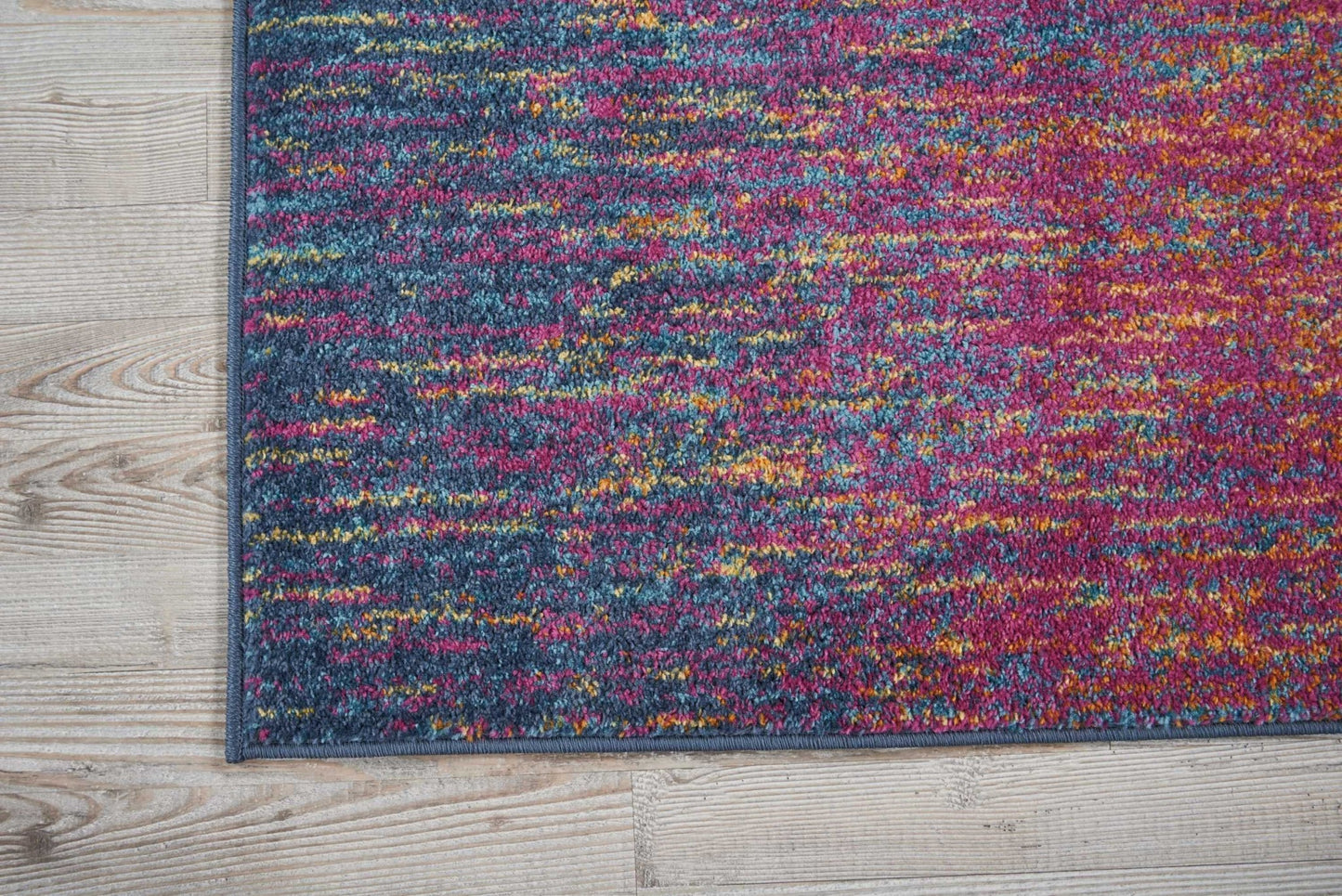 8' Blue And Pink Abstract Power Loom Runner Rug