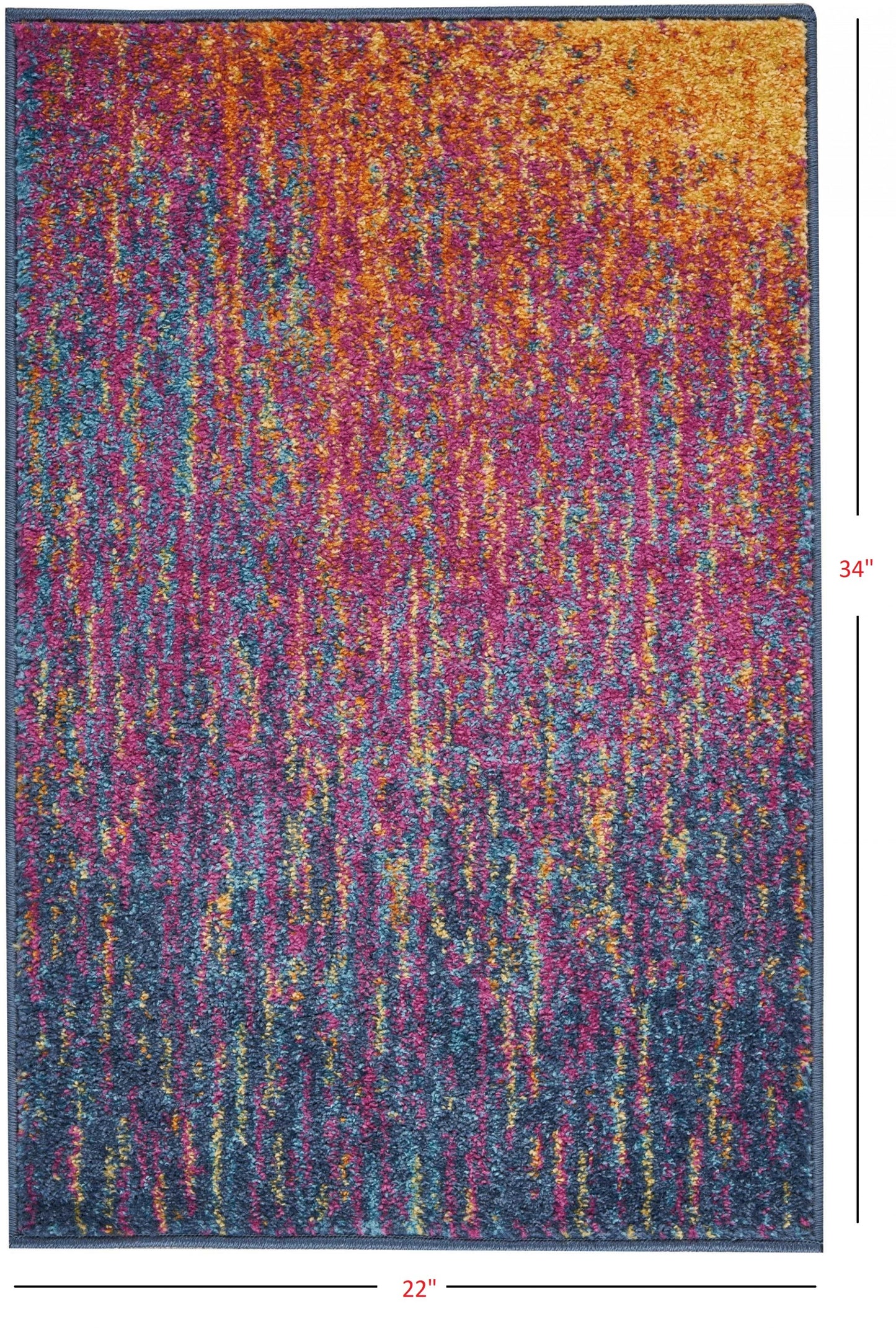 8' Blue And Pink Abstract Power Loom Runner Rug