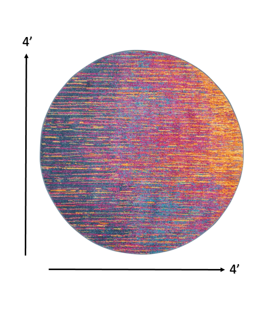 8' Blue And Pink Abstract Power Loom Runner Rug