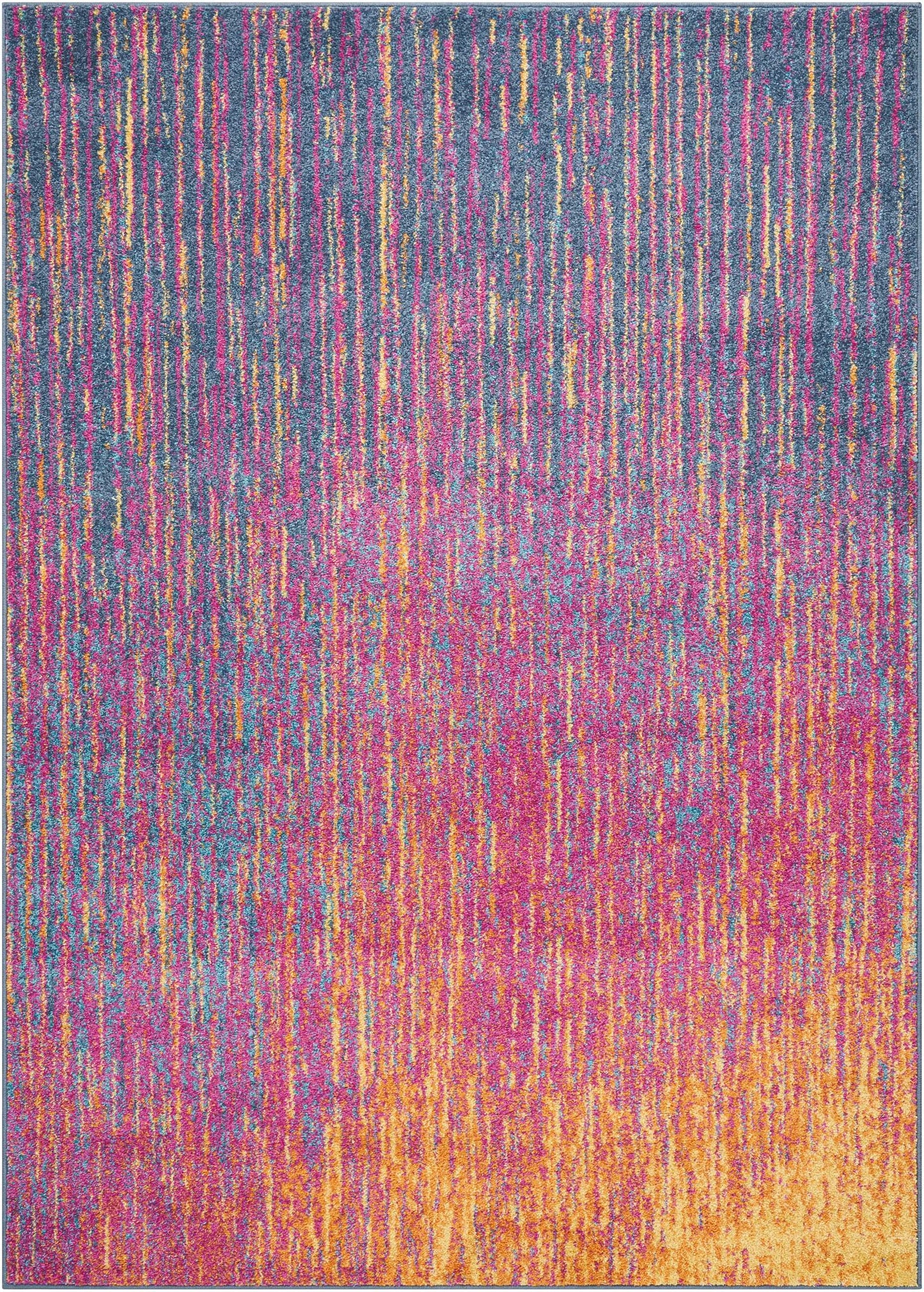 8' Blue And Pink Abstract Power Loom Runner Rug