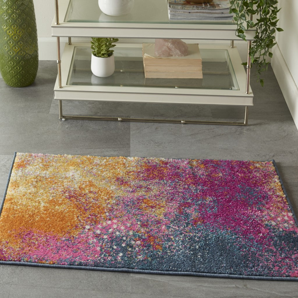 5' Sunset Round Abstract Power Loom Area Rug