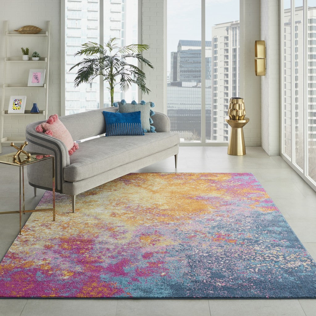 5' Sunset Round Abstract Power Loom Area Rug