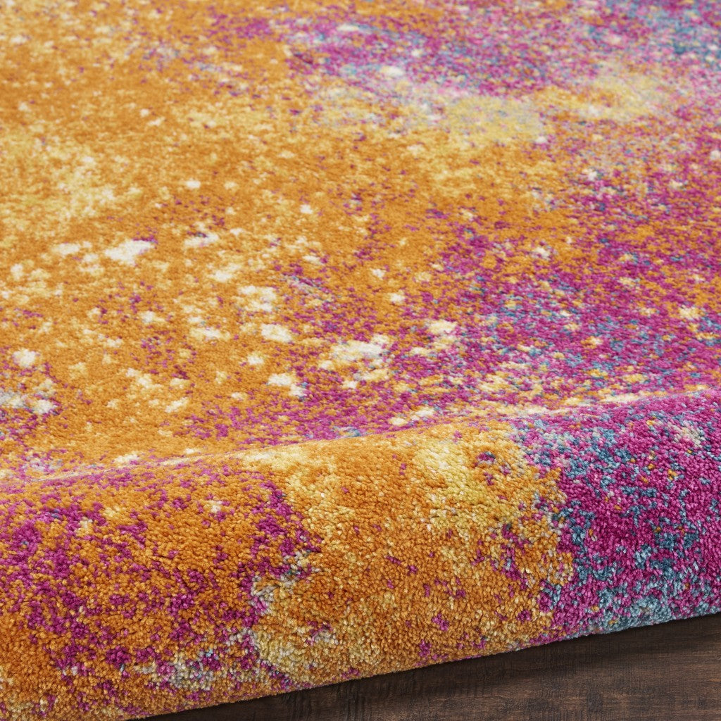 5' Sunset Round Abstract Power Loom Area Rug