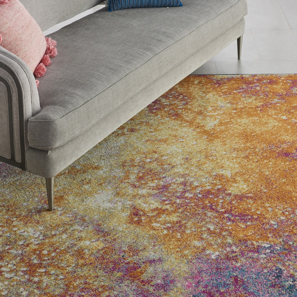 5' Sunset Round Abstract Power Loom Area Rug