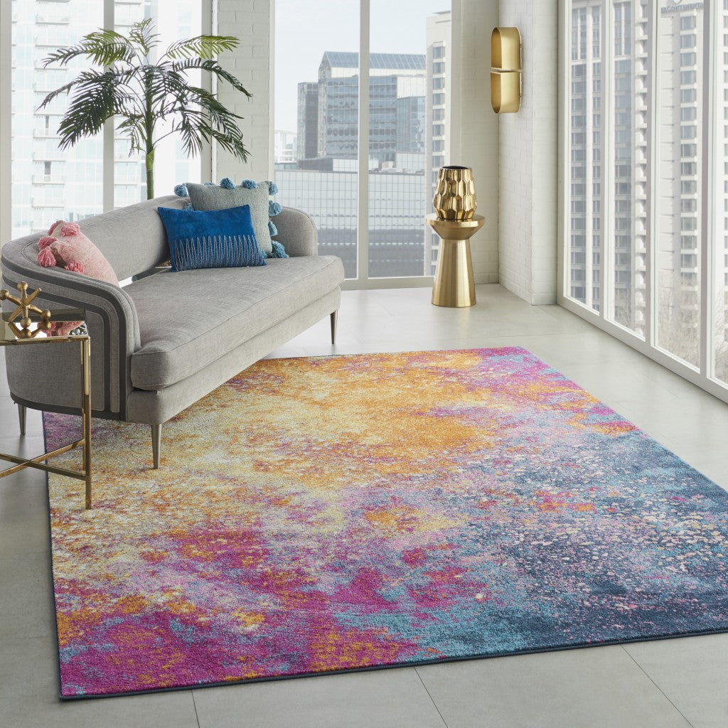 5' Sunset Round Abstract Power Loom Area Rug