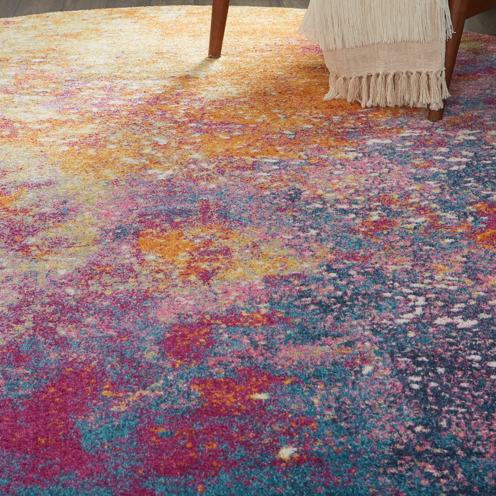 5' Sunset Round Abstract Power Loom Area Rug