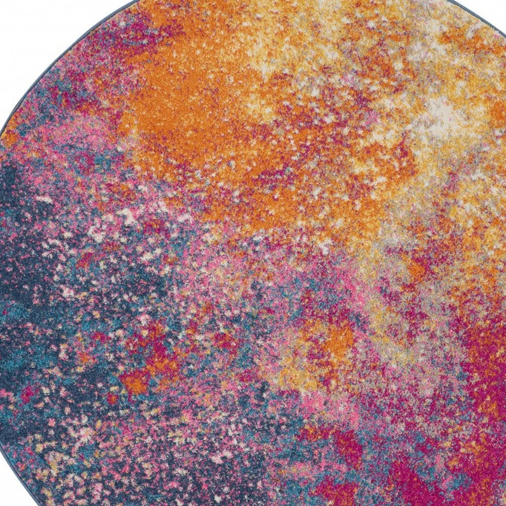 5' Sunset Round Abstract Power Loom Area Rug