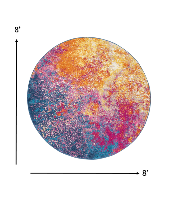 5' Sunset Round Abstract Power Loom Area Rug